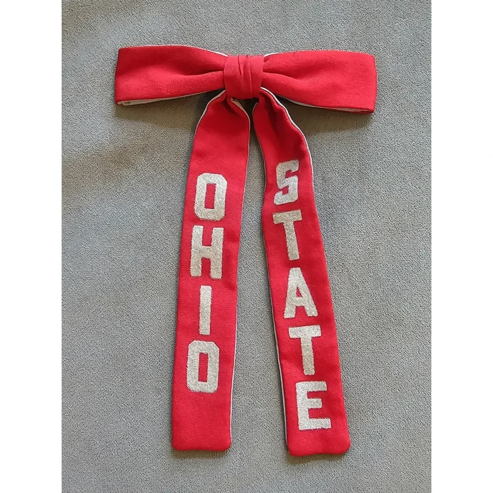 Vintage Wool OSU THEE Ohio State Buckeyes Clip‎ Bowtie Long Ribbons